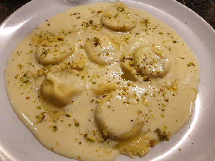 Peer en Gorgonzola ravioli’s